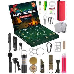 Survival Advent Calendar 2025 for Adult Men Women- 24 Days of Christmas Advent Calendar with Survival Gear for Outdoor Camping, Fishing, Hiking - Surprise Gift for Adults and Teenagers