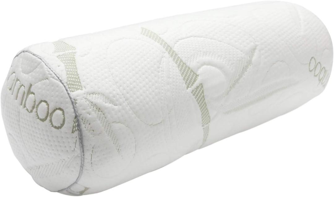 Kingnex Bolster Roll Pillow for Sleeping on Back or Side Under Knee to Relief Lower Back Pain Between Legs for Side Sleepers Cylinder Pillow with Removable Cover 20x8 (White)