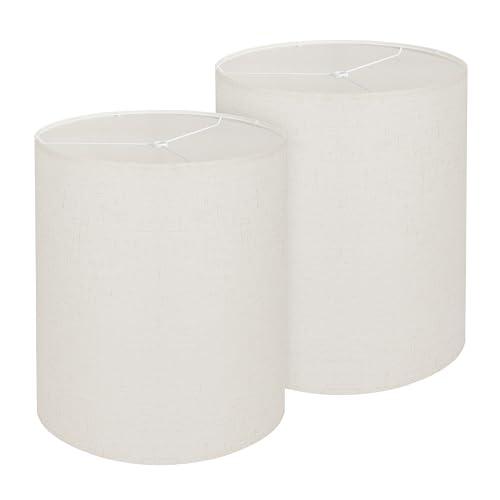 Beige Linen Lamp Shades Set of 2, 10"x10"x11.8" Tall Drum Lamp Shade for Table Lamps & Floor Lamps & Bedside Lamps, Spider Fitter Lampshades for Modern & Rustic Decor, Easy Assembly
