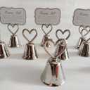 Silvery Bell 10Pcs Kissing BellSilver Bell Seat Table Card HolderPlace Card Holders, Table Number HolderPhoto Holders, Party Favors, Wedding Decorations (Silvery Bell)
