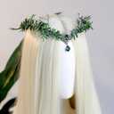 MOSTORY Flower Fairy Crown for Women - Woodland Antler Elf Crown for Renaissance Renfaire Accessories Cosplay Photo Shoot (Green)