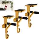 Fireplace Stocking and Garland Hanger with Two Hooks,Adjustable Mantle Holder- Hold Christmas Decoration and Hang Garland-No Drill,Durable Wrought Iron Holds Up to 20 lbs(3Pcs,Gold)
