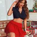 Avidlove Women's Pleated Mini Skirt Mesh Layered Ruffled Skirt Casual Ruffles Flowy Hem S-XXL (L)