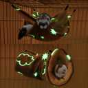 Noctilucent Luminous Guinea Pig Rat Hammock Bunkbed Hanging Tunnel and Soft Bed Mat for Ferret Hedgehog Squirrel Hideout Cage Accessories (1.Tunnel and Bunkbed Hammock)