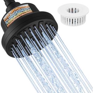 Matte Black Filtered Shower Head High Pressure 7 Modes Shower Heads with Filter for Hard Water Adjustable Replacement Remove Chlorine and Harmful Substances, ABS