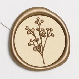 UNIQOOO Wax Seal Stickers - Babys Breath Wedding Invitation Envelope Seal Stickers, Botanical 50 Pcs Self- Adhesive Antique Gold Stickers, Perfect for Invitation, Gift Wrapping, Crafts (Light Gold)