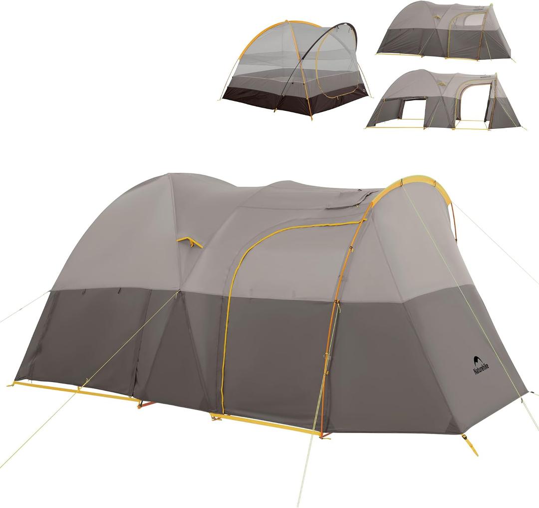 Naturehike KOTA Camping Tent, Double Layer Waterproof Tents for Camping, Large and Tall Family Tent with Vestibules Porch, 6 Person
