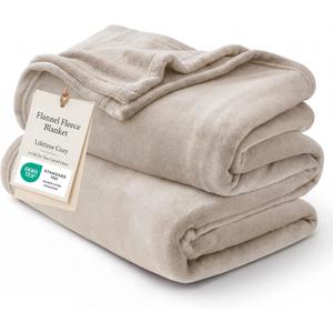 Bedsure GentleSoft Fleece Blankets Twin Size Oxford Tan - 300GSM Lightweight Plush Fuzzy Cozy Soft Blanket for Bed, Sofa, Couch, Travel, Camping, 60x80 inches