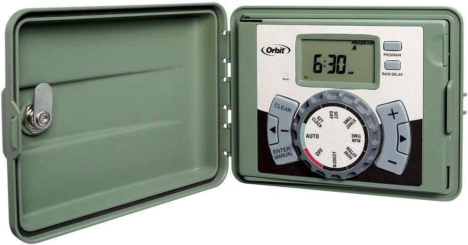 Orbit 57894 4-Station Outdoor Swing Panel Sprinkler System Timer (Green)