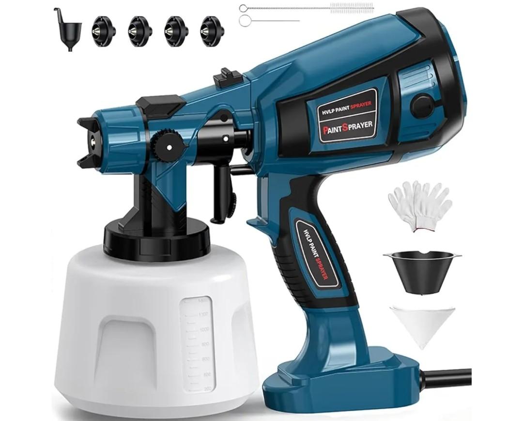 Paint Sprayer Tool 1000W High Power Electric Spray Paint Gun Easy to Clean for Furniture Cabinets Fence Walls Door Garden Chairs Blue