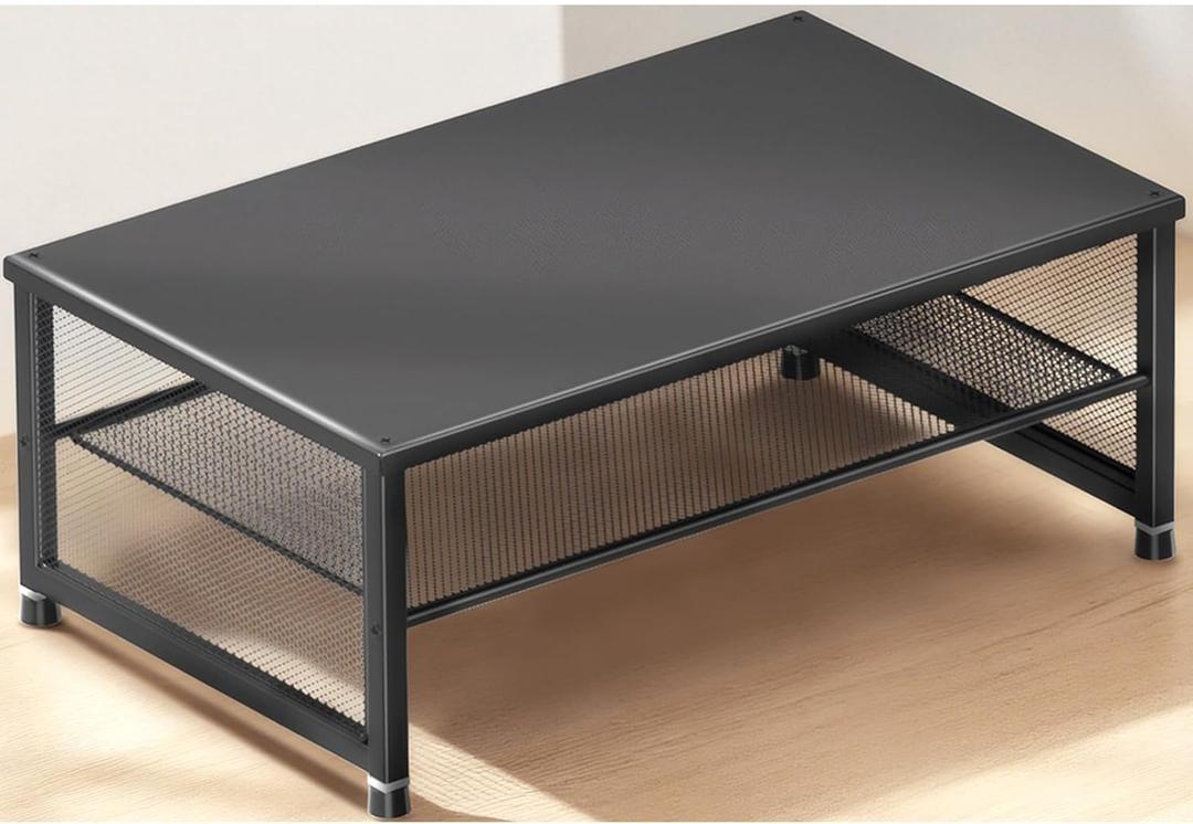 Desk Organizers and Accessories, 2-Tier Metal Computer Monitor Stand Riser, Desk Organizer for Monitor, Printer & Laptop Stand, Desktop Workspace Organizers for Office Supplies(Black)