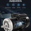 5 HP Air CompressorMotor, 230V Electric Motor 3450 RPM, CCW/CW Single Phase Motor, 56HZ Frame 7/8" Keyed Shaft