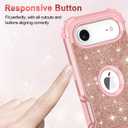 LONTECT for iPhone Air Case Glitter Sparkly Bling 3 in 1 Shockproof Heavy Duty Hybrid Sturdy High Impact Protective Cover Case for Apple iPhone 17 Air 6.5 inch 2025,Rose Gold