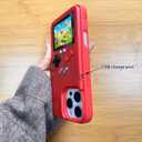 Game Case for iPhone 15 Pro Retro Video Game Phone Case Playable Design, Shockproof Funny Gaming Cover for iPhone, Classic Creative Gamer Birthday Gifts, Red