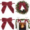 AIMUDI Maroon Bows 7''9'' Christmas Bows for Gift Wrapping Burgundy Faux Fur Present Bows Premade Bows for Christmas Trees Fireplaces Wreaths Crafts Home Outdoor Winter Decoration, 6 PCs