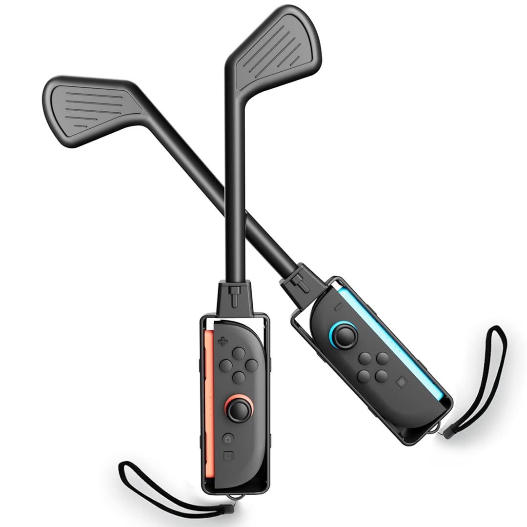 Nargos Golf Culb for Nintendo Switch 2 Joy-Con Controller, Sports Game Accessories for Mario Golf-Super Rush and Switch Sports Golf Game2 Pack (Black, Nintendo Switch 2)