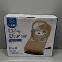 HKAI Baby Bouncer, Portable Baby Bouncer Seat for Babies 0-18 Months, 100% Cotton Fabrics, 3 Modes of use with Rocker and Stationary Options, Infant Rocker Chair with Hanging Toys-Organic Oat