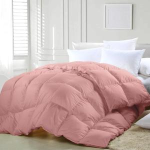 zzlamb Lightweight Feather Down Comforter Pink, All Season Warm Duvet Insert for Twin Bed, Durable & Breathable Cotton-Blended Shell Down Proof Duvet with Corner Tabs, Twin Size 68''x90'' Pink