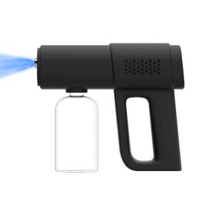 Professional Disinfectant Fogger Machine, 380ml Wireless Nano Sprayer Gun Handheld Sanitizer Fogger, Blue Light Foggers for Touchless Sanitization (Black)