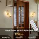 Battery Operated Wall Sconce, 2-Lights Vinatge Brass Wall Lighting Up and Down with Amber Tulip Shade for Living Room, Bedroom, Symmetrical 2 Pack