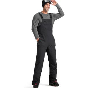 FREE SOLDIER Mens Snow Bibs Ski Pants Softshell Waterproof Insulated Warm Snow Pants Windproof Ski Bib Overalls (XX-Large/32" Inseam, Black)