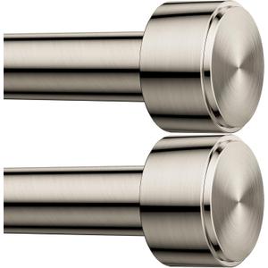2 Pack Curtain Rods for Windows 32-60 Inch, 1 Inch Adjustable Nickel Curtain Rod Set with Brackets, Easy Install