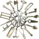 16-Piece Pretend Play Set Mini Construction Multi Tools Metal Keychains, Assorted Designs for Creative Play & Gifting - DIY Toy Car Keyrings