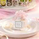 Wenqik 20 Pack Clear Wedding Favor Boxes with Light Pink Pearl Flowers, Ribbon and Thank You Stickers, Elegant Plastic Candy Gift Boxes for Bridal Shower Baby Shower, Birthday Wedding Supplies
