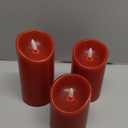 3 PCS Red Flickering Flameless Candles - Dripless Real Wax Pillar LED Candle Lights - Battery Operated Candles - Dancing Electronic Candles Set with Remote Control and Timer for Decoration Use