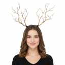 Deer Antlers Headband Reindeer Horn Hairband Headdress,Simulate Tree Branch Hair Hoop,Women Hairwear Darkly Style Headdress,Headpiece for Halloween Christmas Cosplay Props