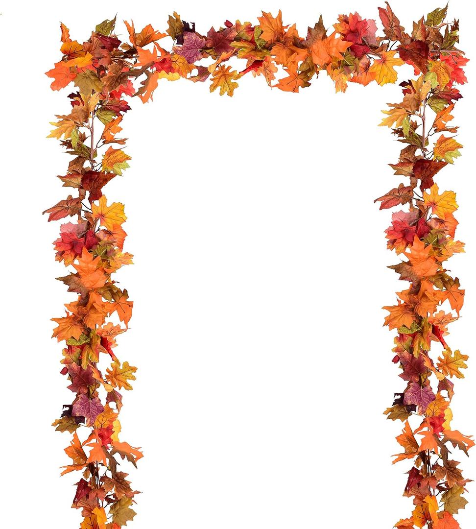 Fall Garland Maple Leaf Clearance,Piece Hanging Vine Artificial Autumn Garland Thanksgiving Decor for Home Wedding Fireplace Party Christmas (Multicolor)