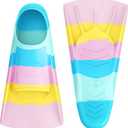 Gintenco Swim Fins, Kids Swim Training Fins for Lap Swimming, Travel Size Flippers with Mesh Bag, Silicone Swimming Fins for Kids Teens Adults Women Men (CH12, XS(Jr 13-1.5))