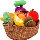 Toddler Pretend Play Food Toy 12M+, Soft Plush Baby Montessori Fruit Basket, Kid Sensory Kitchen Grocery Playset Early Educational Gift for 1 2 3 Year Infant Boy Girl