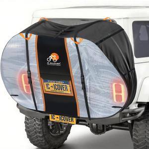 IC ICLOVER Bike Cover for Transport on Rack, Bicycle Covers for 2 Bikes on Rear Bike Rack with Safety Visible Tail Lights Window, 600D Waterproof Outdoor Storage Bike Cover on Hitch Travel for RV SUV