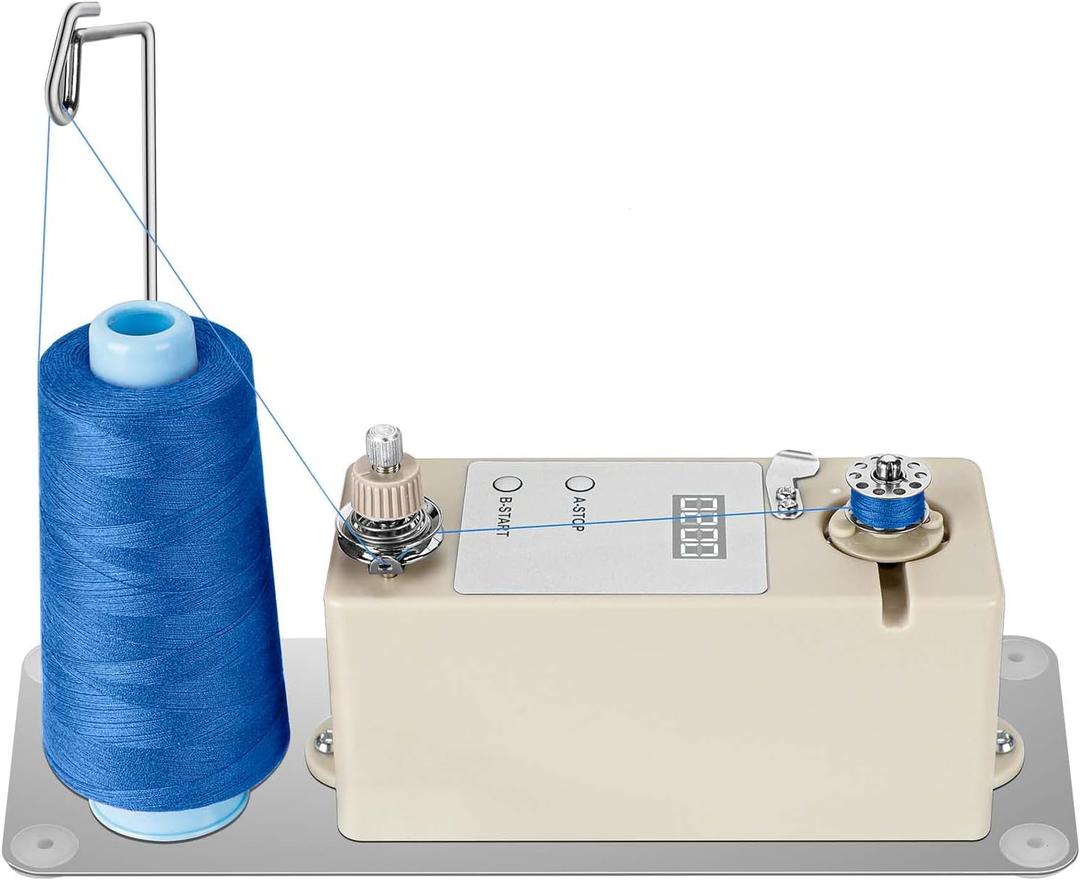 Automatic Bobbin Winder for Sewing, Portable Bobbin Winder Machine Electrical Fast with Thread Guide, Spool Stand, Mounting Plate for Domestic and Industrial Sewing Machines