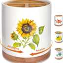 HAPPY KIT 7.6 Extra Large Kitchen Utensil Holder, 360 Rotating Utensil Holder for Kitchen Counter with 3 Removable Compartment, Housewarming Gift & Farmhouse Decor(Sunflower)