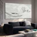 YETHEN WAL Neutral Grey & White Wave Wall Art Textured Minimalist Canvas Print, Modern Coastal Decor for Hallway Entryway Bedroom, 2040 Inch