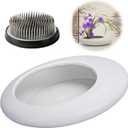 Ikebana Bowl Kit - Ikebana Vase (Japanese Flower Bowl Vase) with 2.4'' Floral Frog, Ikebana Set for Japanese Flower Arrangement (White, 2.4'' Floral Frog Included)