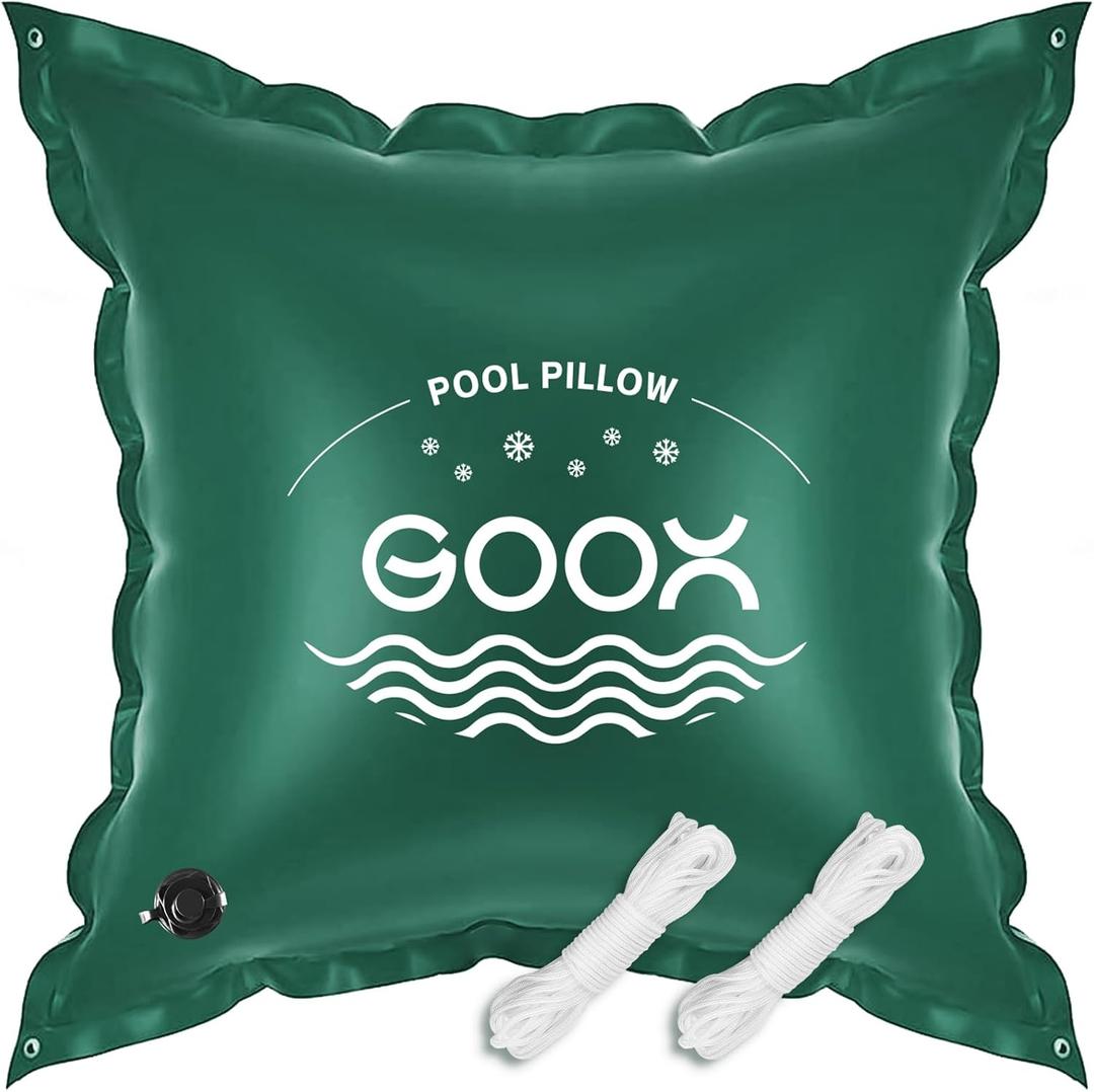 GOOX 8'8' Pool Pillows for Above Ground Pools, Winterizing Pool Air Pillow for Support Covers, 0.4mmThick PVC Ice Equalizer, Large Pool Pillow for Winter Closing, Rope Included(2 * 40ft)