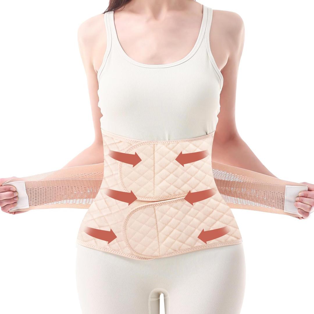 Trendyline Postpartum Belly Band Wrap: Abdominal Binder Post Surgery Postpartum Belly Wrap Post Partum Binder - C Section Recovery Support Belt Post Partum Girdle Stomach Hysterectomy Belly Band (XX-Large, Beige)