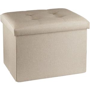 2 Pcs Storage Ottoman Footrest Stool Small Ottoman with Storage Foldable Ottoman Foot Rest Footstool Bench for Living Room 17x13x13inches Beige