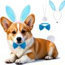 Easter Costumes for Dogs Rbenxia 3PCS Dog Bunny Ears Bowtie and Bunny Tail | Easter Dog Outfit Clothes for Easter Party Accessory Rabbit Ears Cute Festive Designs Celebration Halloween Cosplay Party