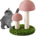 Cat Scratching Post - Mushroom Cat Scratcher Featuring with Natural Sisal Caps Scratch Pole and Sturdy Base for Kittens & Small Cats - Pink