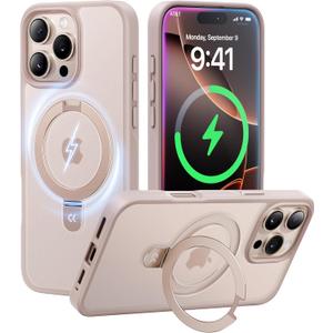 CASEKOO Desert Titanium for iPhone 16 Pro Case with Magnetic Invisible Stand [Military Drop Protection] [Compatible with MagSafe] Slim Translucent Matte for iPhone 16 Pro Case 6.3'' 2024, Rose Gold
