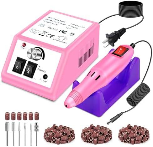 LAVAED Professional Nail Drill Electric Nail File Kit, Nail Filer Electric with 156pcs Sanding Bands and Nail Dril Bits for Acrylic, Gel Nail Manicure and Pedicure, Pink
