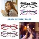 4 Pack Reading Glasses Blue Light Blocking for Women,Designer Cat Eye Frame Ladies Computer Readers,Anti Glare/UV Ray Eyeglasses 1.75