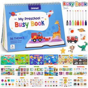 Busy Book for Toddlers 3-5, Preschool Learning Activities, Montessori Learning Educational Toys, Tracing Activity Coloring Books for Kids Ages 4-8, Autism Sensory Travel Toys, Birthday Gifts, Large-36 Themes