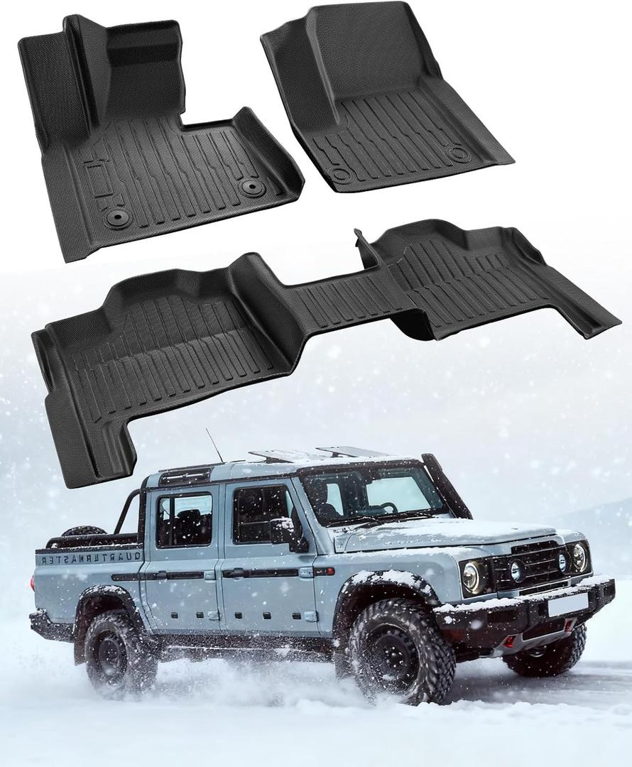All Weather Protection Floor Mats for Ineos Grenadier 2024 2025, Non-Slip Heavy Duty TPE Front & Rear 2nd Liners Custom Fit for SUV Automotive Black Interior Car Accessories, 3 PCS