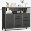 Drawers TV Stands Dresser - Black Dressers With Open Shelf - Small Dresser Bedroom - Living Room, Entryway, Closets