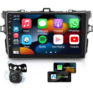9 inches Car Radio for Toyota Corolla 2006-2012, Android 13 Touch Screen Car Stereo, Carplay/Android Auto/1080P/Hi-Fi Audio/Bluetooth + AHD Backup Camera